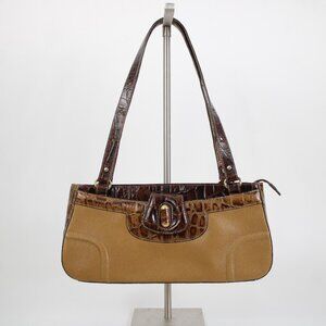 Brahmin 25th Anniversary 13 x 6 Brown Croc Detail Adjust Straps Leather Purse